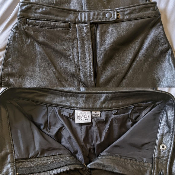 Vintage High Waisted Black Leather Pants - Picture 4 of 5